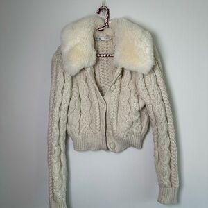 Zara Knit Sweater with Fur Collar